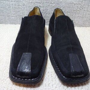 Avventura Mens Size 10M US Black Suede Leather Crocodile Loafers Patchwork Spain